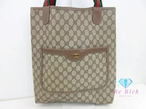 Gucci Tote Bag Sherry GG Supreme Leather Canvas Beige